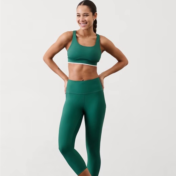 NWT Athleta Interval Stash Capri Size XS Clay and Trillium Green leggings bundle - Picture 5 of 5